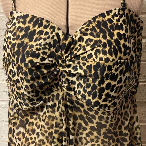 Jaclyn Smith Animal Print Plus Size Curvy Convertible Tankini Halter Bikini  20 - Picture 3 of 10